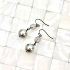 Faux Pearl Beaded Dangle Drop French Wire Earrings The Vintage Strand Lot #2629