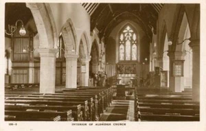 REAL PHOTO POSTCARD OF ALDRIDGE CHURCH INTERIOR, (NEAR WALSALL), STAFFORDSHIRE - Picture 1 of 2