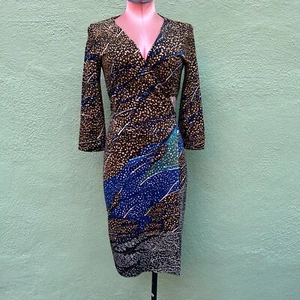 Diane Von Furstenberg Julian Silk Mountain Jewel Dress Wrap Women Long Sleeve 6 - Picture 1 of 9