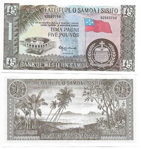 Banknote - Western Samoa 5 Pounds 1963 (2020) UNC P15-cs Palm Trees & Ocean - Bild 1 von 1