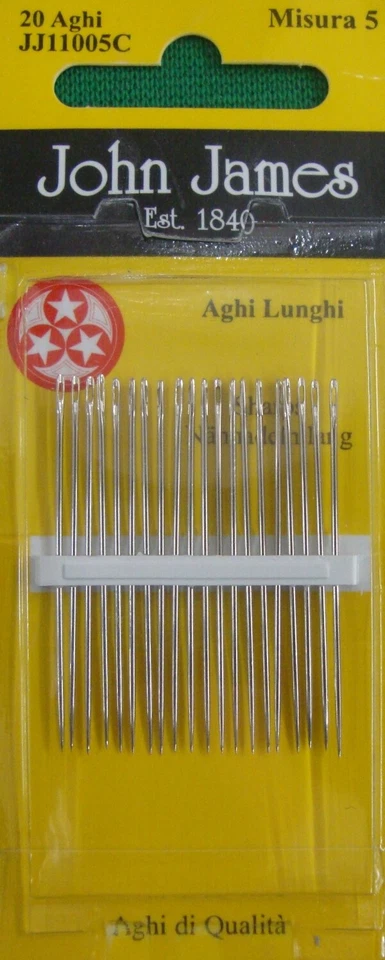 AGHI AGO CUCIRE A MANO LUNGHI CRUNA FINE JOHN JAMES MISURA 5  ( 20 AGHI)  1 CONF - Immagine 1 di 1