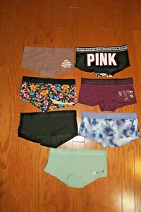 M LOT 7 COTTON VICTORIA'S SECRET SUPER SOFT SEXY PINK PANTIES BOY SHORT BOYSHORT - Picture 1 of 5
