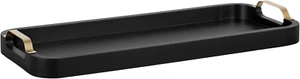 Farson Modern Decorative Wood Rectangle Tray with Handles, 10 X 24, Black and Go - Picture 1 of 9