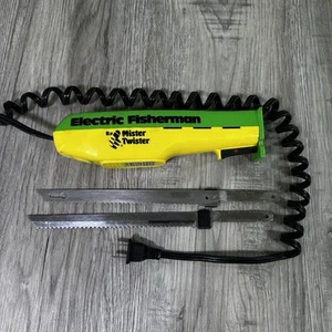 Mister Twister Electric Fisherman Fillet Knife & Blade Green Yellow Tested Works - Picture 1 of 12