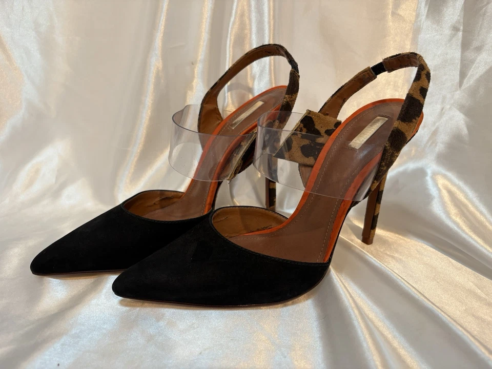 Salto agulha feminino Schutz tamanho 39 estampa animal couro camurça preto Brasil - Imagem 1 de 4