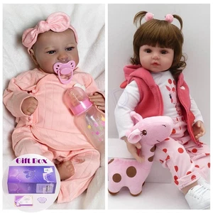 18" Reborn Baby Dolls Realistic Baby Girl Doll Vinyl Silicone Handmade Toy Gifts - Picture 1 of 20