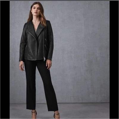 Reiss Marissa Sheep Leather Zipper Jacket Black size 4 - Image 1 of 4