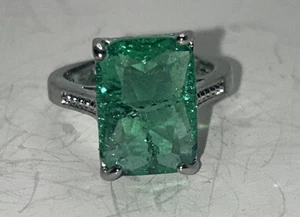 Sterling Silber 925 Ring mit grünem Stein, Größe 6 - Bild 1 von 7