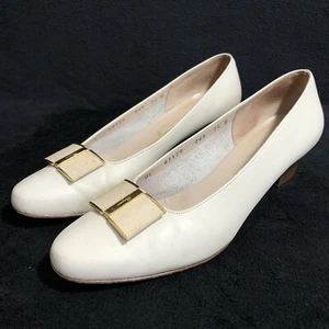 Salvatore Ferragamo Boutique Shoes Formal Heels Pumps W/ Vera Bow 7.5 B Womens - Picture 1 of 8