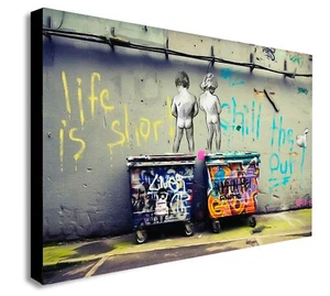 Life is Short - Graffiti - Banksy - Wandbild Leinwandbild gerahmt - versch. Größen - Bild 1 von 4