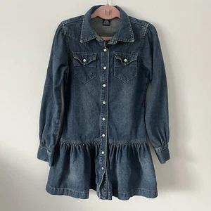 Polo Ralph Lauren Girls Dress Sz 8 Southwest Design Faded Denim Pearl Snaps *D17 - Picture 1 of 2