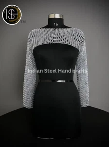Elegant Handmade Chainmail Silver Shrug Cropped Pullover Top For Christmas Gift - Picture 1 of 10