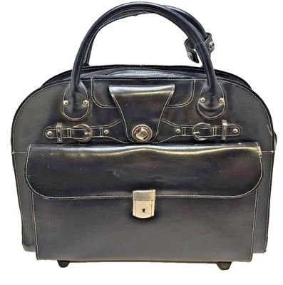 McKlein USA Leather Edgebrook Wheeled Laptop Briefcase Carry On - Image 1 of 4
