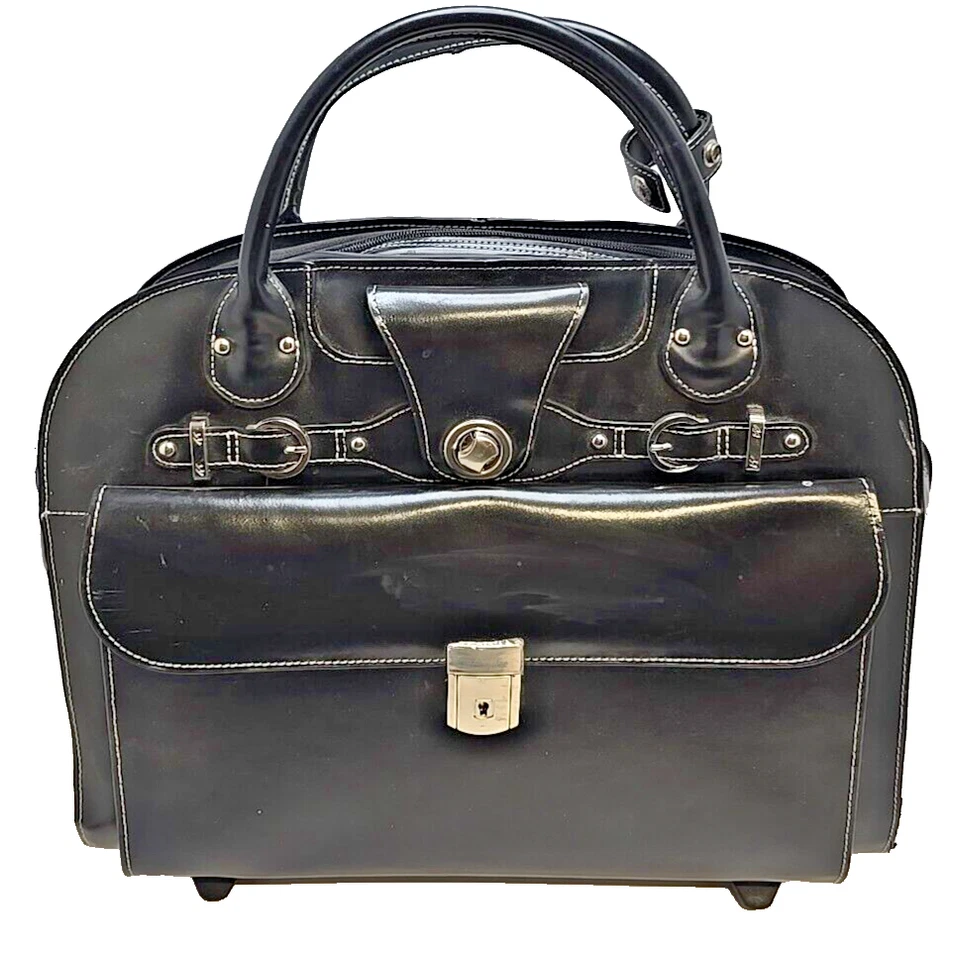 Maletín de mano McKlein EE. UU. de cuero con bordes para computadora portátil Foto 1 de 4