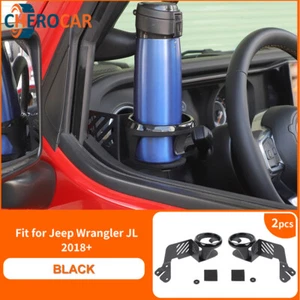 2X Front Door Mount Cup Holder Bracket Kit For Jeep Wrangler Jl Gladiator Jt 18+ - Picture 1 of 9