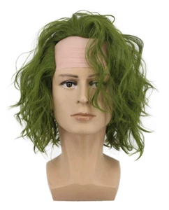 Erwachsene Männer Glatze kurze Bob lockig dunkelgrün Joker Perücke Halloween Cosplay Anime Kosten - Bild 1 von 12