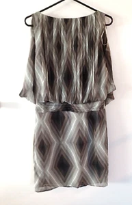 Abito donna Vince Camuto Blouson taglia 6 senza maniche plissettato geometrico - Foto 1 di 7