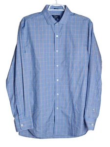 J Crew Herren Hemd M Thompson Hemden blau gelb 80er 2-lagig kariert Knopf - Bild 1 von 6