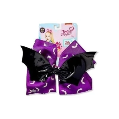 JoJo Siwa Spooky 黑色蝙蝠万圣节服装头发蝴蝶结紫色 — 第 1/3 张图片