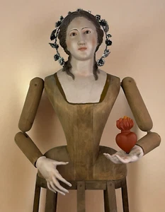 Madonna Manichino Gabbia Stile '600 Vintage Statua Santa 110 Cm legno santa - Imagen 1 de 19
