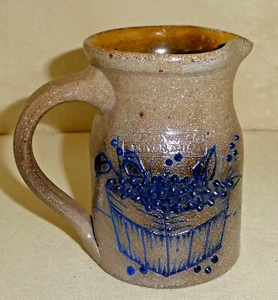 Salmon Falls Creamer Blueberry Basket Salt Glazed 1999 Signed Gray-Brown - Picture 1 of 7