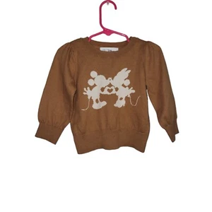 Baby Gap Disney Minnie Mickey Mouse Sweater Tan Chuld Size 18-24 Months - Picture 1 of 4