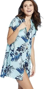 Xhilaration Women's Juniors Dress Cover up Button up Blue floral Size M - Picture 1 of 8