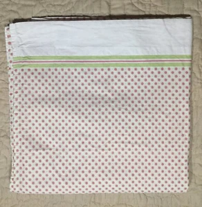 Tommy Hilfiger lenzuolo doppio piatto rosa a pois verde righe bianco cotone cerchi - Foto 1 di 3