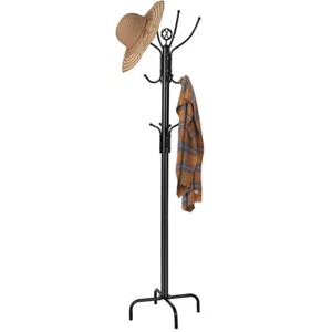 Metal Coat Rack Hat Hanger Free Standing Hallstand Umbrella Stand with 12 Hooks - Picture 1 of 10