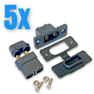 ✅ 5x Paar XT90E-M Einbaustecker + Stecker mit Gummikappe + Schrauben Lipo XT90 ✅ - Bild 1 von 4