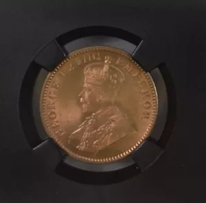 1936 C KG V British India 1/4 Anna Black Core- NGC Graded MS 67 RD - Picture 1 of 4