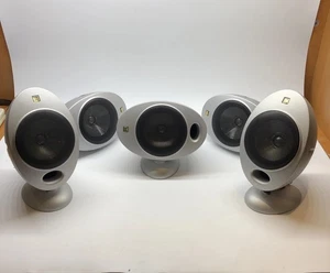 Set of 5 KEF KHT HTS2001 Egg Home Audio Satellite Surround Sound Speaker Silver - Picture 1 of 10