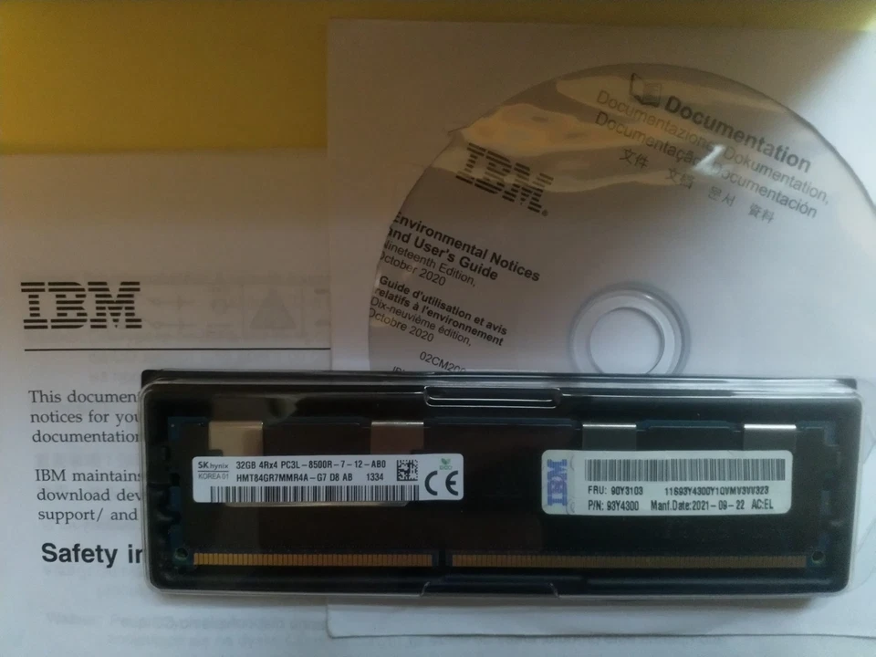 GENUINE IBM 32GB 1.35V PC3L-8500 240-Pins ECC DDR3 1066 90Y3103 93Y4300 ( NEW ) - Image 1 of 1