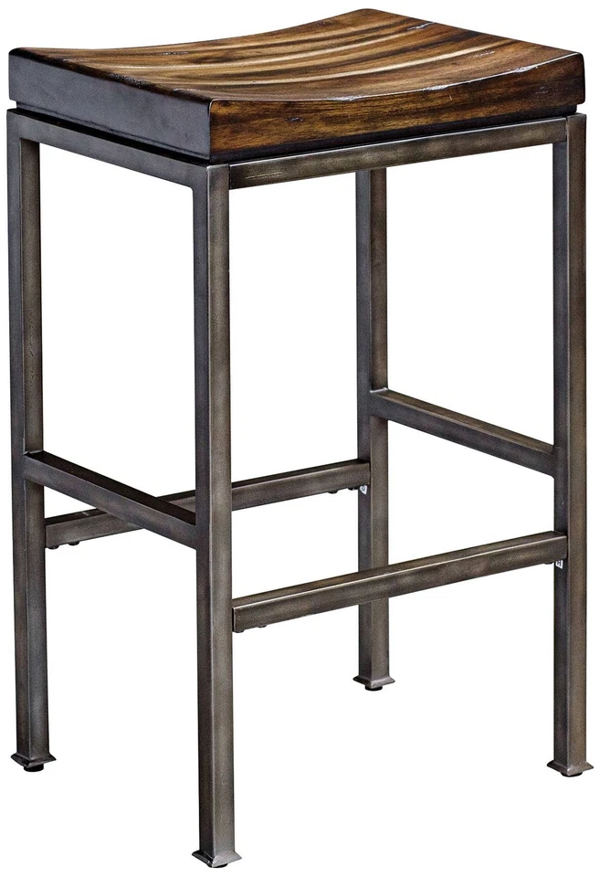Banqueta de aço escovado nogueira prata 30" assento de madeira alto altura balcão de cozinha - Imagem 1 de 1