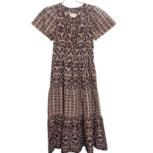 Anthropologie Maxi Dress Somerset Maeve M Orange Geometric Boho Chic - Picture 1 of 7