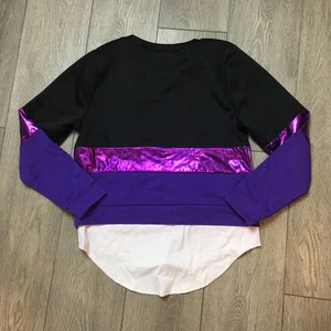 Wiseman hoodie pullover top Sweatshirt purple fabric black Dance Top - Picture 1 of 6