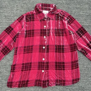 Soft Surroundings Shirt Damen Large Petite Pink Samt Boyfriend Tunika kariert - Bild 1 von 8