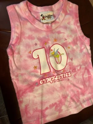 Girls size M DisneyWorld sleeveless cotton 15.5" long Tinkerbelle top 13" chest - Image 1 of 3