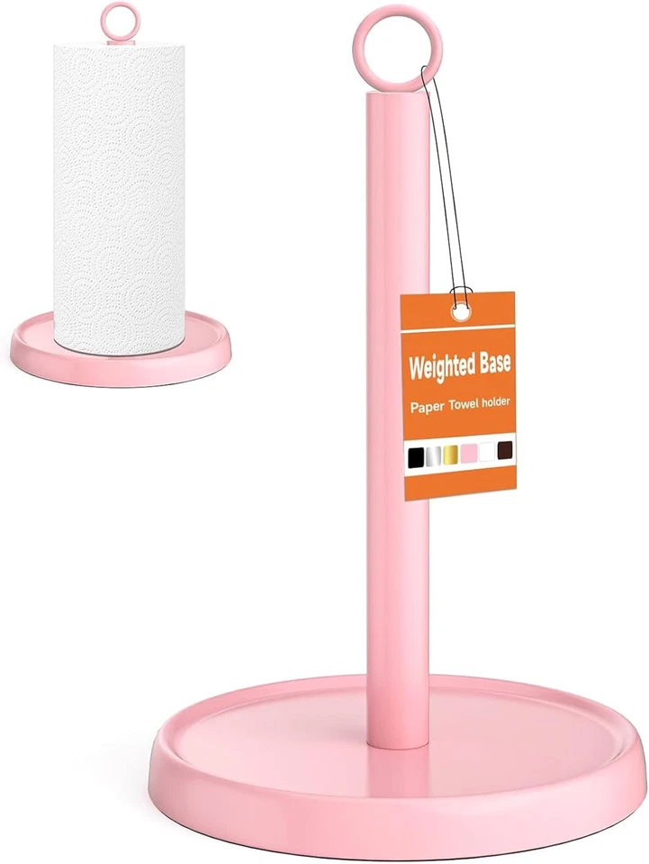 Pink Paper Towel Holder Countertop, Pink Kitchen Accessories Decor, Stainless St - Image 1 of 4