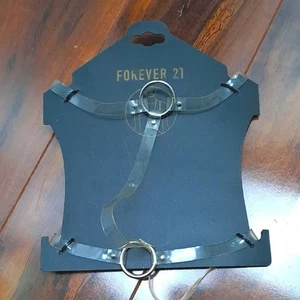 Cintura imbracatura plastica trasparente/argento nuova Forever 21 full body gioielli taglia unica - Foto 1 di 5