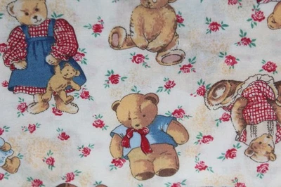 Vintage Cotton Fabric 1996 Fabric Traditions Teddy Bears  1 1/2 yd Piece - Image 1 of 4