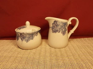 Nantucket Home Dinnerware Blue Grape Design Sugar & Creamer Set - Picture 1 of 4