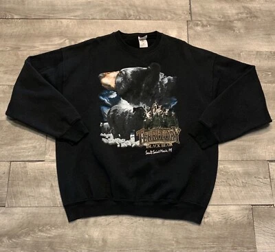 FOTL Sweatshirt Pullover Jumper Black Bear Outdoors Size Xlarge Mens Vintage - Image 1 of 4