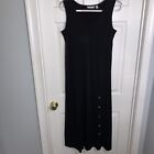 Susan Graver Medium M Tank Dress Liquid Knit Black Stretch Sleeveless Maxi Long