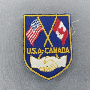 USA Canada Flags Handshake Souvenir 2 3/4" Patch - Picture 1 of 2