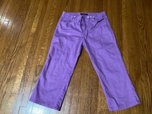 Vintage jordache girl's pinkish purple capri pants 16 jeans embroidered 30'' - Picture 1 of 4