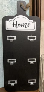 Key Rack Black Wood 6 Hooks Cutting Board Wooden Wall Decor Farmhouse Nametag - Picture 1 of 1
