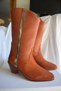 Tigerlily Axl Cowboy Boot Ginger Suede Leather Mid Calf EU38 New In Box - Picture 1 of 15