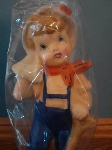 Statuina candela cerata vintage 8,5", ragazzo fattoria, in confezione originale marcata Giappone - Foto 1 di 10