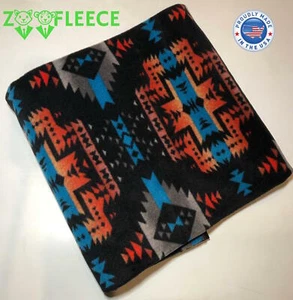 "Manta de cama ZooFleece negra del suroeste azteca nativo americano 50X60" - Imagen 1 de 4